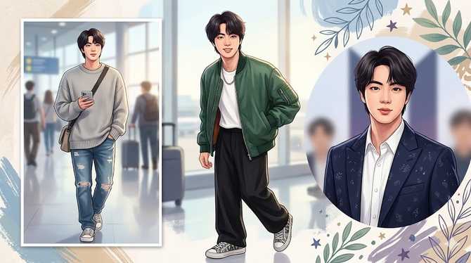 Jin 시그니처 룩 모음: 공항과 행사에서 드러난 그의 스타일 아이덴티티 2